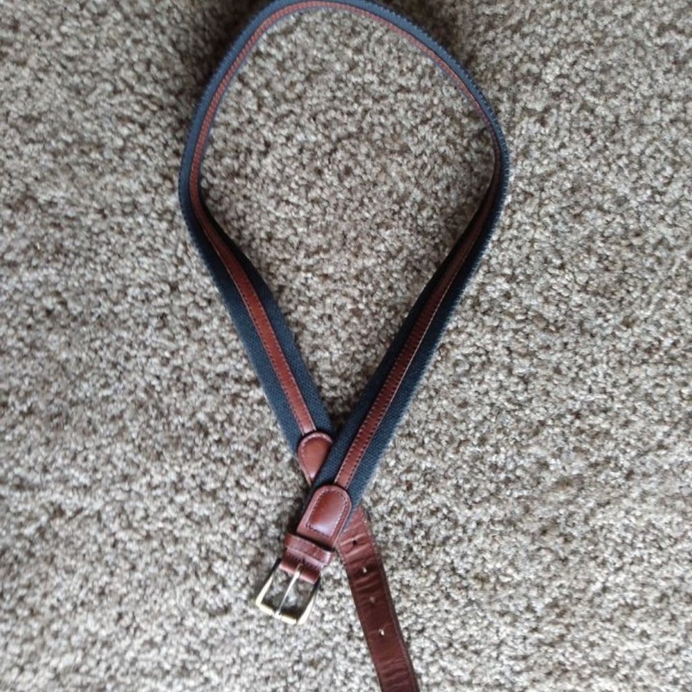 Vintage Belt - Black with Leather Stripe